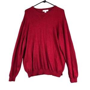 Turnbury Mens Sweater Holiday Red Crew Neck Cashmere Blend Long Sleeve XL